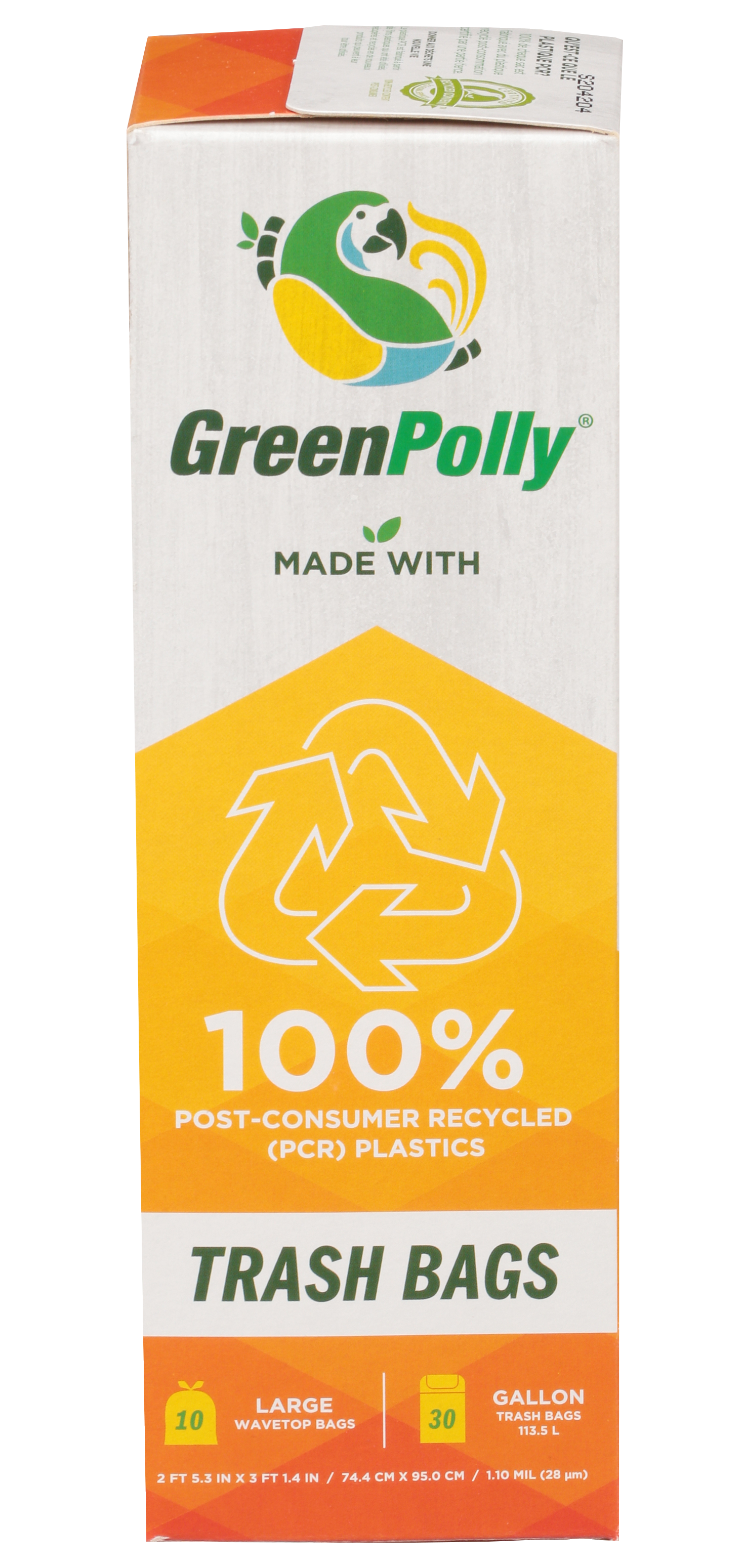 30 Gallon Opaque Gray Blue Wavetop Trash Bags, 100% Recycled Plastic