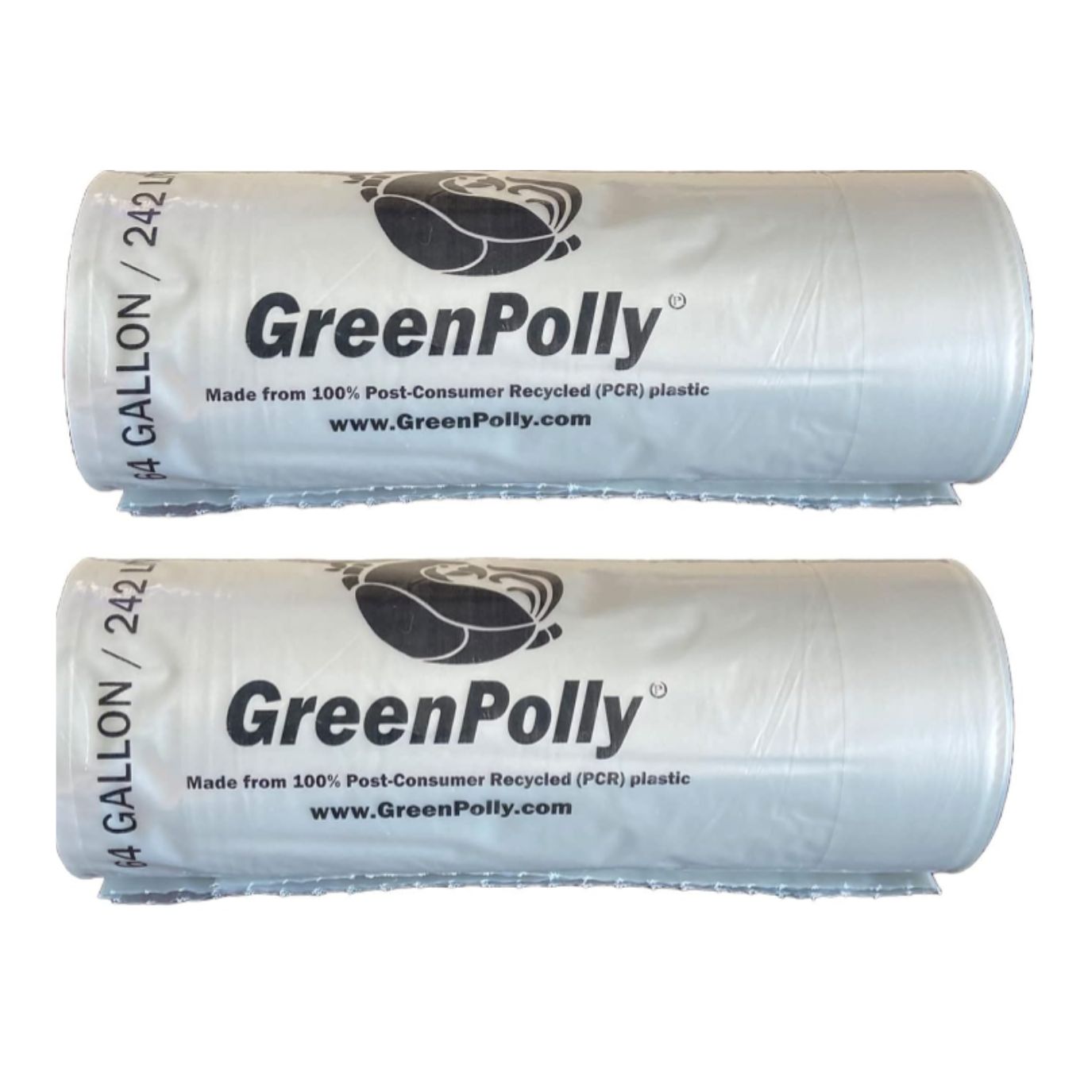 GreenPolly 64-Gallon Commercial Clear Bags – Strong, Sustainable, and 100% Recycled