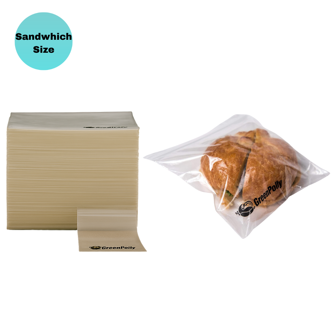 GreenPolly Resealable Zipper Sandwhich Bags – 100% Green Plastic