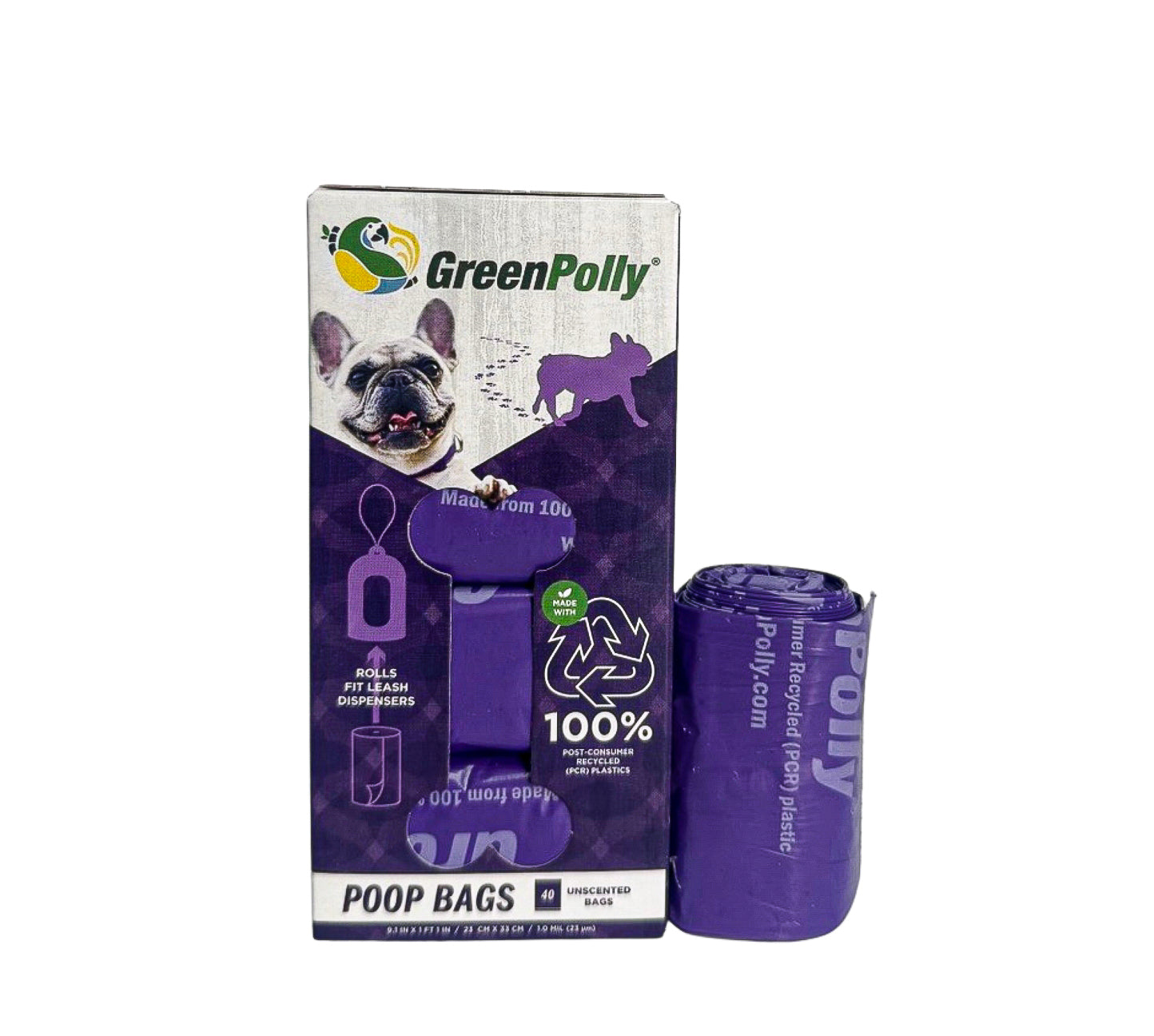 GreenPolly Pet Waste & Poop Bags– 100% Recycled Plastic, Leak-Resistant, Fits Leash Dispensers
