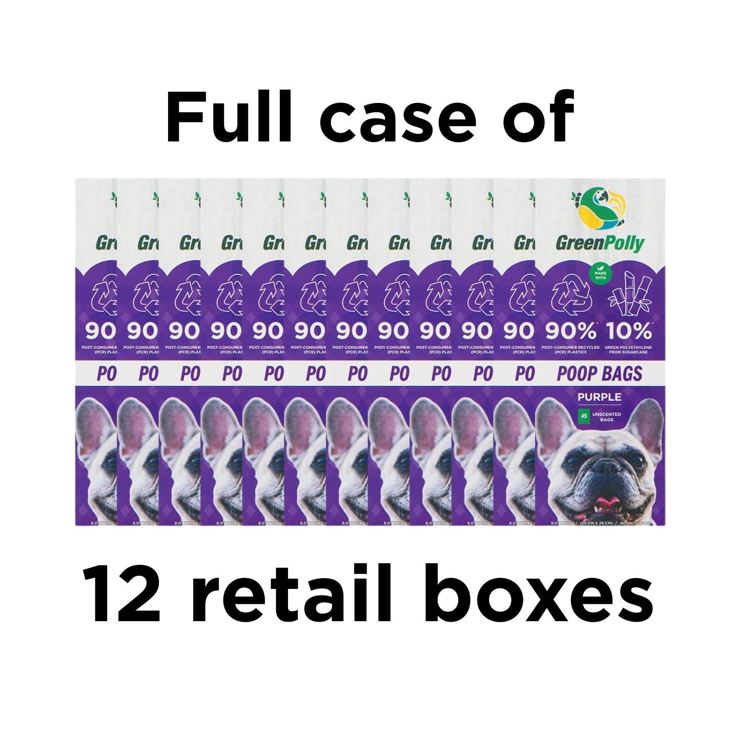 GreenPolly Dog Poop Bags Purple Leak-Proof Pet Waste Bags – Extra Strong for All Dog Sizes – Recycled Material