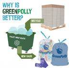 13 Gallon Clear Tall Kitchen Drawstring Trash Bags, 100% Recycled Plastic